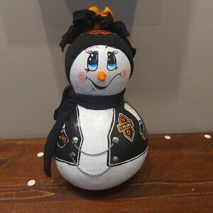 Harley Davidson Hand-Made Gourde Snowman